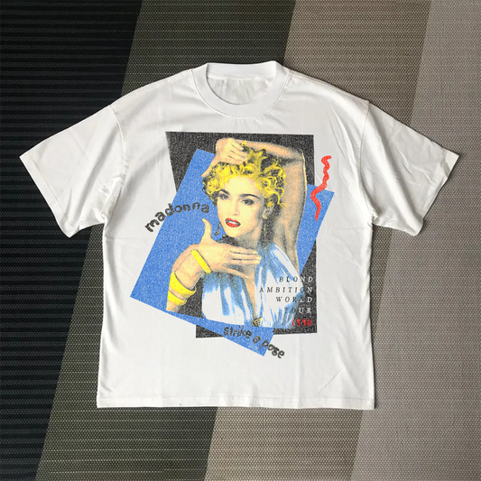 MAD0NNA - 1990 BLOND AMBITI0N WORLD TOUR- RARE WHITE T-SHIRT