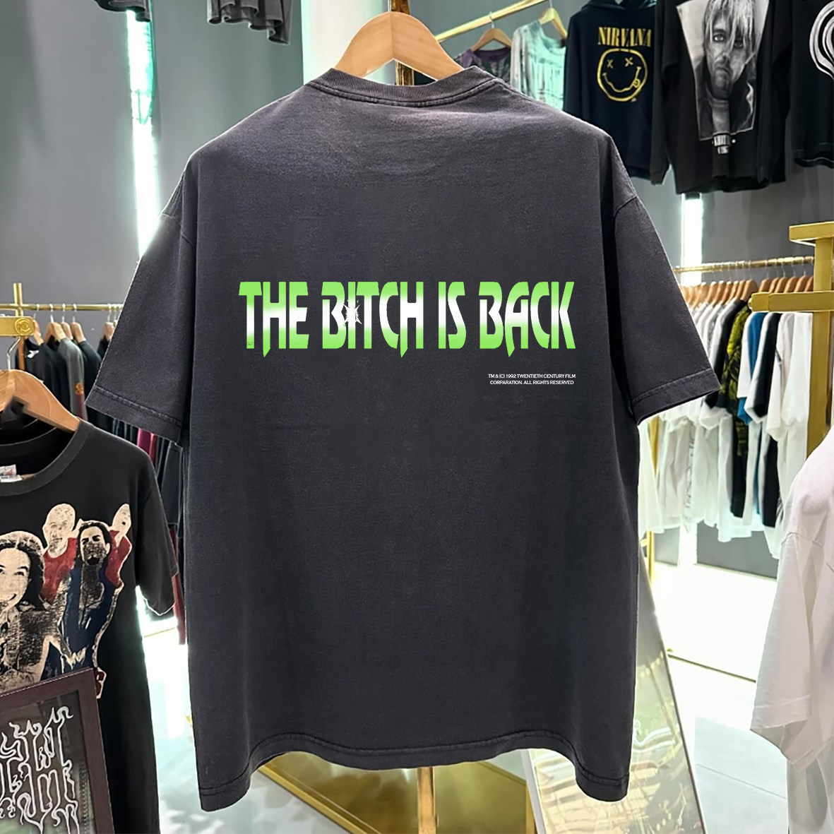 ALI3N 3 THE BITCH IS BACK 1992 PROMO VINTAGE WASHED BLACK T-SHIRT