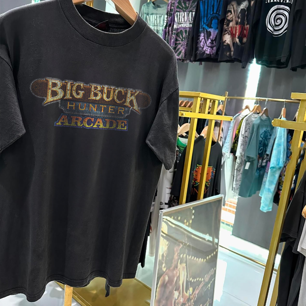 BIG BUCK HUNTER ARCADE PROMO VINTAGE WASHED BLACK T-SHIRT