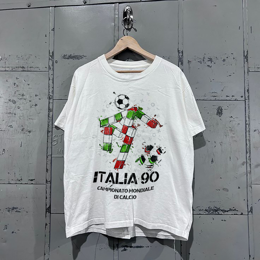 ITALIA 1990 WORLDCUP PROMO VINTAGE WASHED WHITE TSHIRT